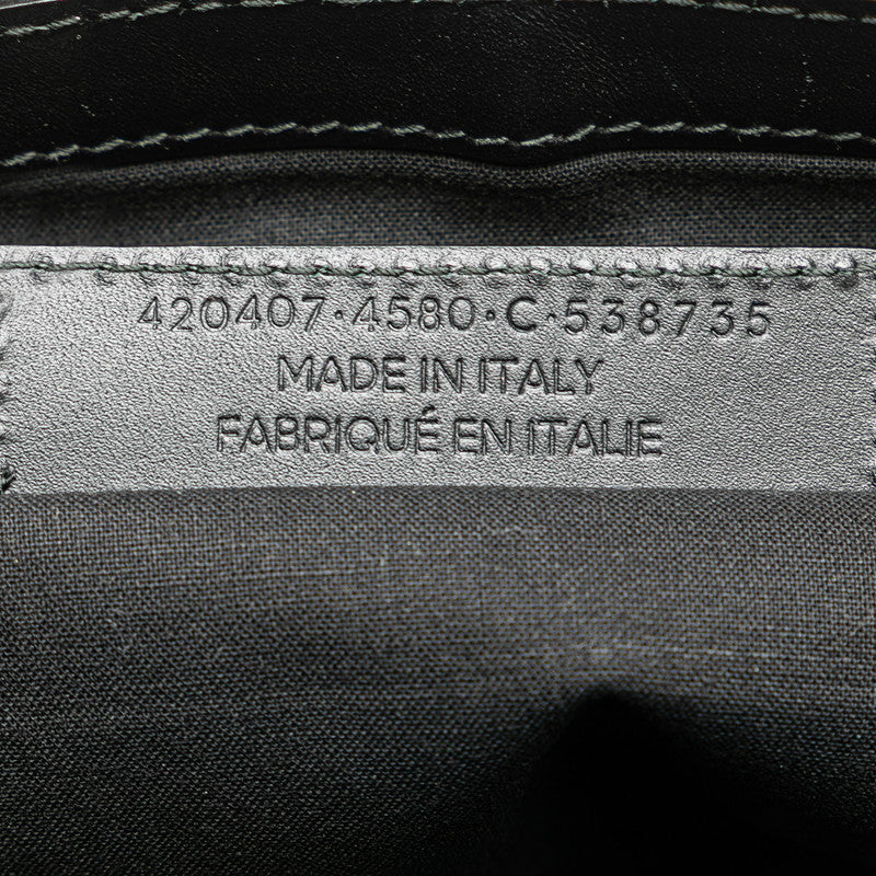 バレンシアガ ネイビークリップM クラッチバッグ インディゴブルー ブラック デニム レザー レディース BALENCIAGA 【中古】