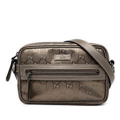グッチ GGインプリメ ショルダーバッグ 201447 ブロンズ ブラウン ナイロン レザー レディース GUCCI 【中古】