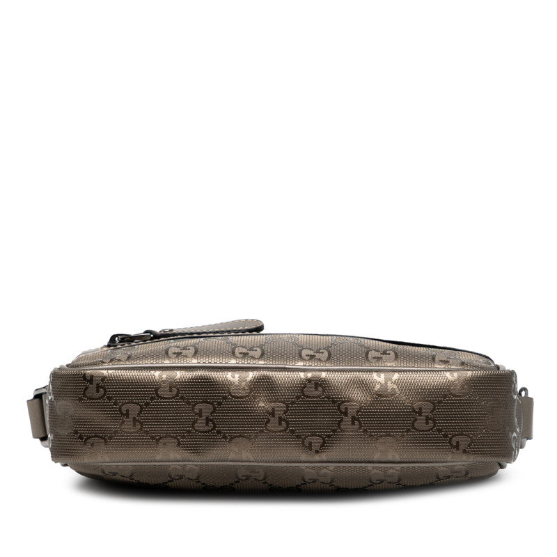 グッチ GGインプリメ ショルダーバッグ 201447 ブロンズ ブラウン ナイロン レザー レディース GUCCI 【中古】