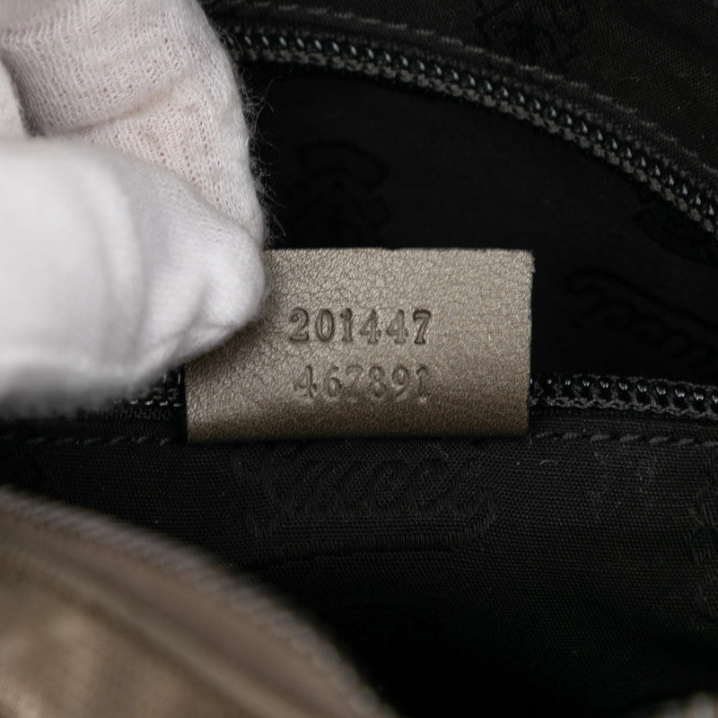 グッチ GGインプリメ ショルダーバッグ 201447 ブロンズ ブラウン ナイロン レザー レディース GUCCI 【中古】