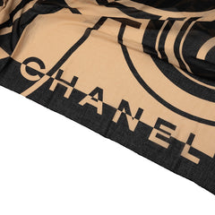 シャネル ココマーク スカーフ ストール ベージュ ブラック コットン レディース CHANEL 【中古】