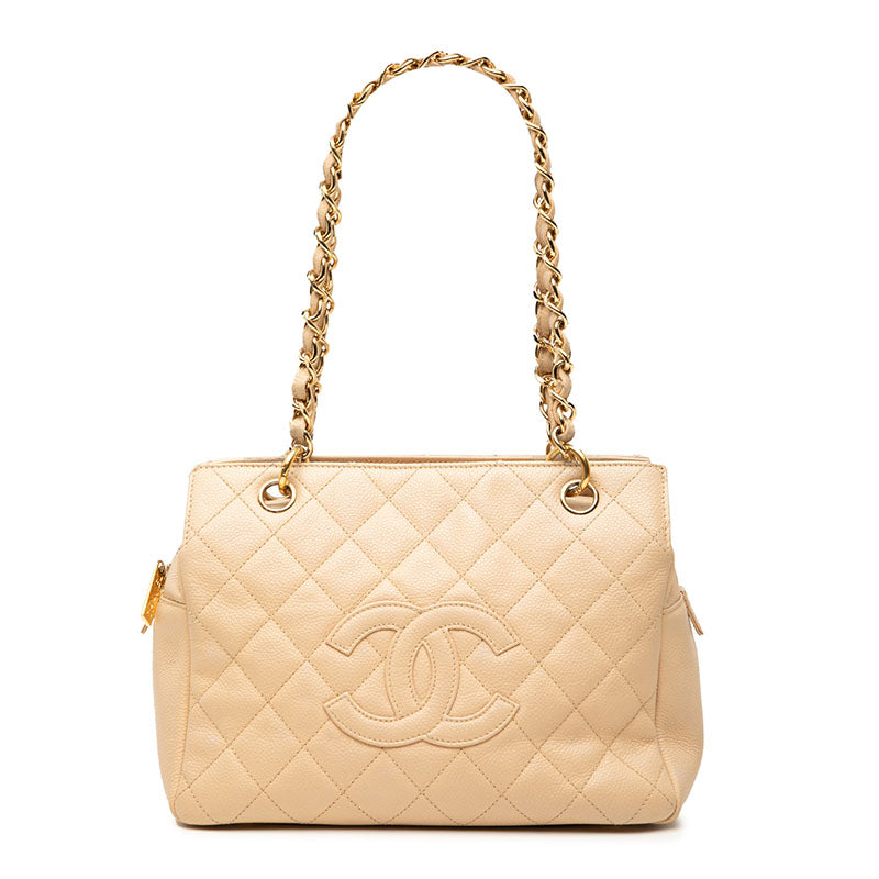 シャネル マトラッセ ココマーク チェーン ハンドバッグ ショルダーバッグ ベージュ キャビアスキン レディース CHANEL 【中古】