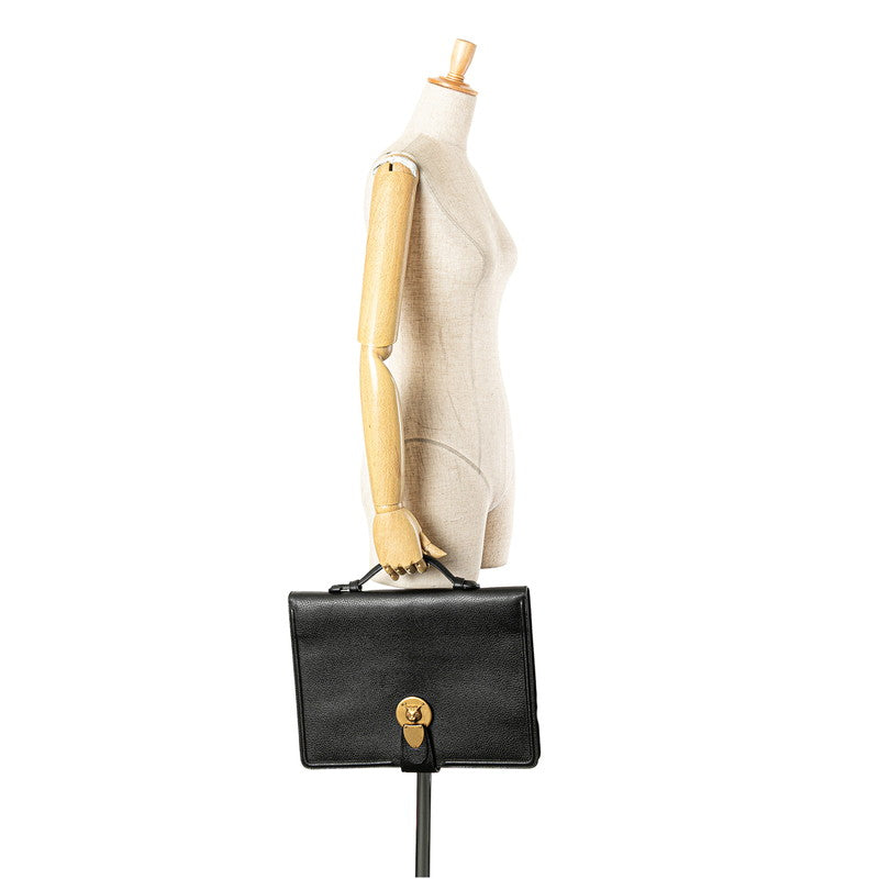 グッチ キャットヘッド ブリーフケース クラッチバッグ 495655 ブラック レザー メンズ GUCCI 【中古】
