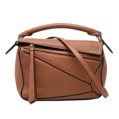 ロエベ アナグラム パズルバッグ ミニ ハンドバッグ ショルダーバッグ 2WAY ブラウン レザー レディース LOEWE 【中古】