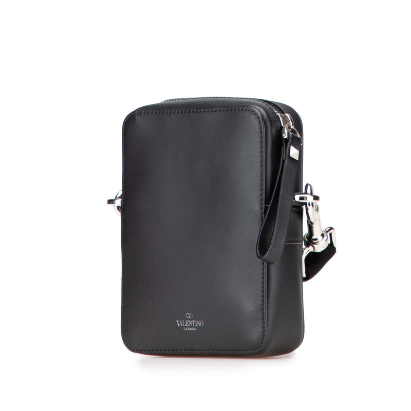 ヴァレンティノ VLTN 斜め掛け ショルダーバッグ ブラック レザー メンズ VALENTINO 【中古】