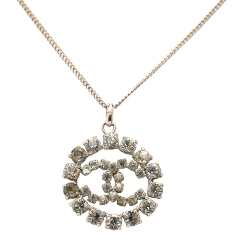 シャネル ココマーク ペンダント ネックレス 05P シルバー メタル ラインストーン レディース CHANEL 【中古】