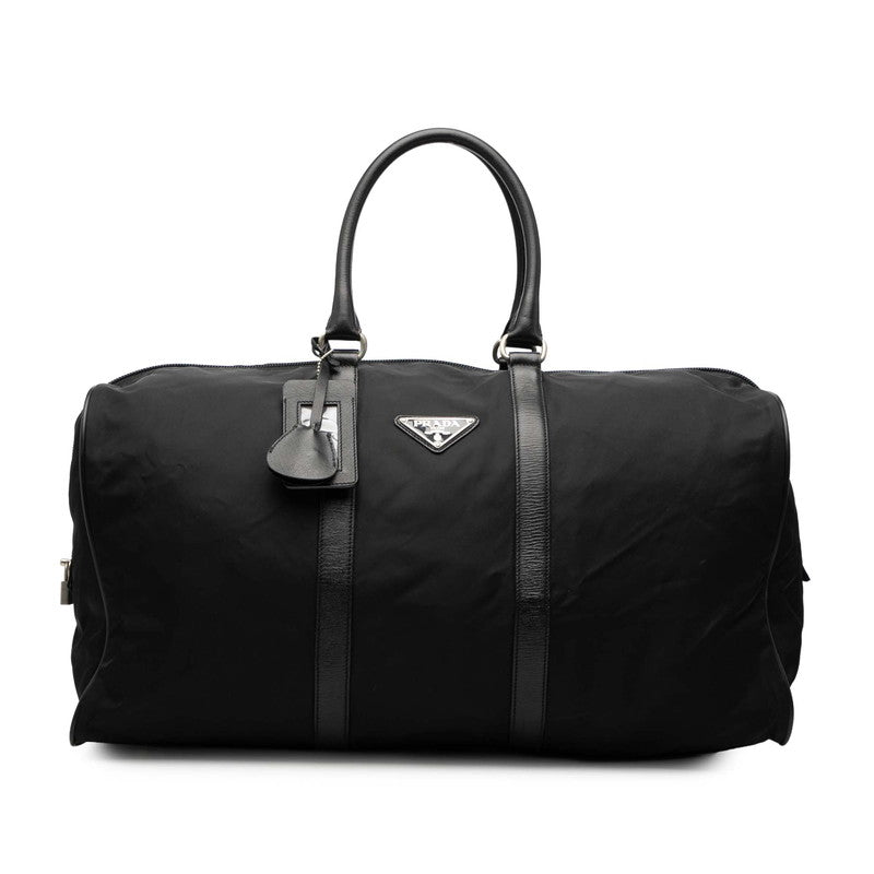プラダ 三角ロゴプレート ボストンバッグ ナイロン レザー レディース PRADA 【中古】