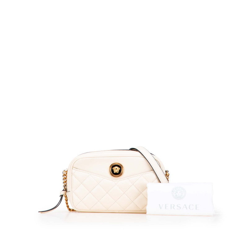 ヴェルサーチェ メドゥーサ ショルダーバッグ ホワイト アイボリー レザー レディース VERSACE 【中古】