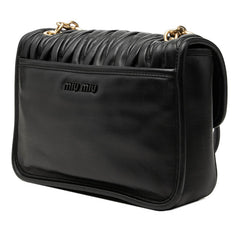 ミュウミュウ マテラッセ 斜め掛け ショルダーバッグ 5BD161 ブラック レザー レディース MIUMIU 中古