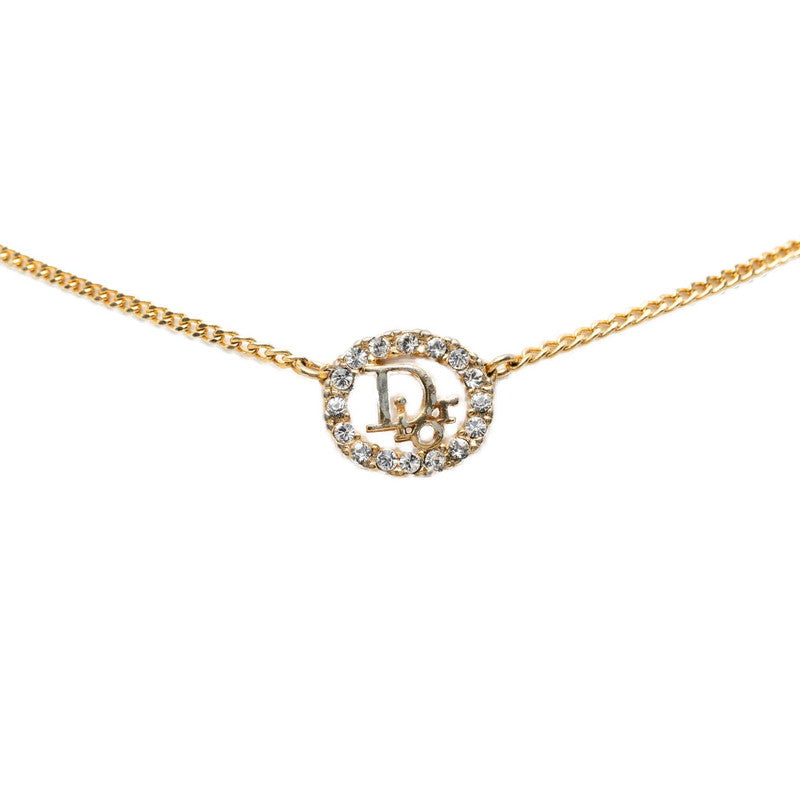 ディオール ロゴ ネックレス ゴールド メッキ ラインストーン レディース Dior 中古