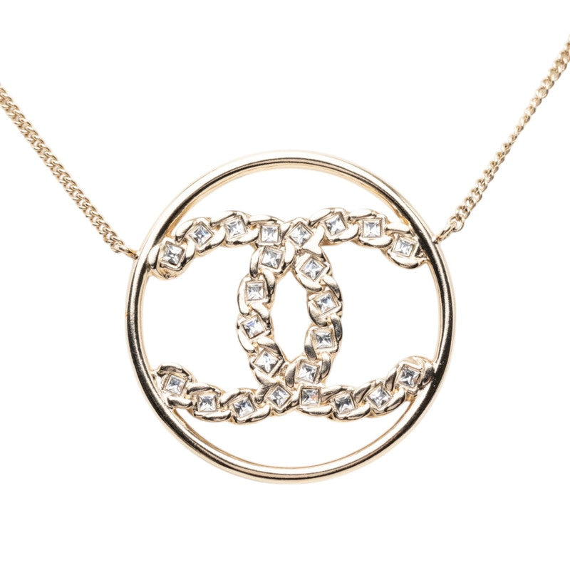 シャネル ココマーク ラウンド ネックレス B19P ゴールド メッキ ラインストーン レディース CHANEL 【中古】