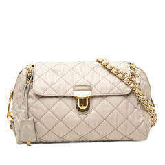 プラダ ロゴ チェーン ハンドバッグ ショルダーバッグ 斜め掛け 肩掛け ベージュ ナイロン レディース PRADA 【中古】