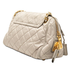プラダ ロゴ チェーン ハンドバッグ ショルダーバッグ 斜め掛け 肩掛け ベージュ ナイロン レディース PRADA 【中古】