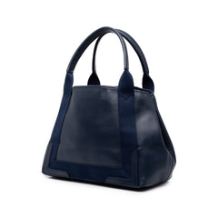 バレンシアガ ネイビーカバス S ハンドバッグ トートバッグ 339933 ネイビー レザー キャンバス レディース BALENCIAGA 中古