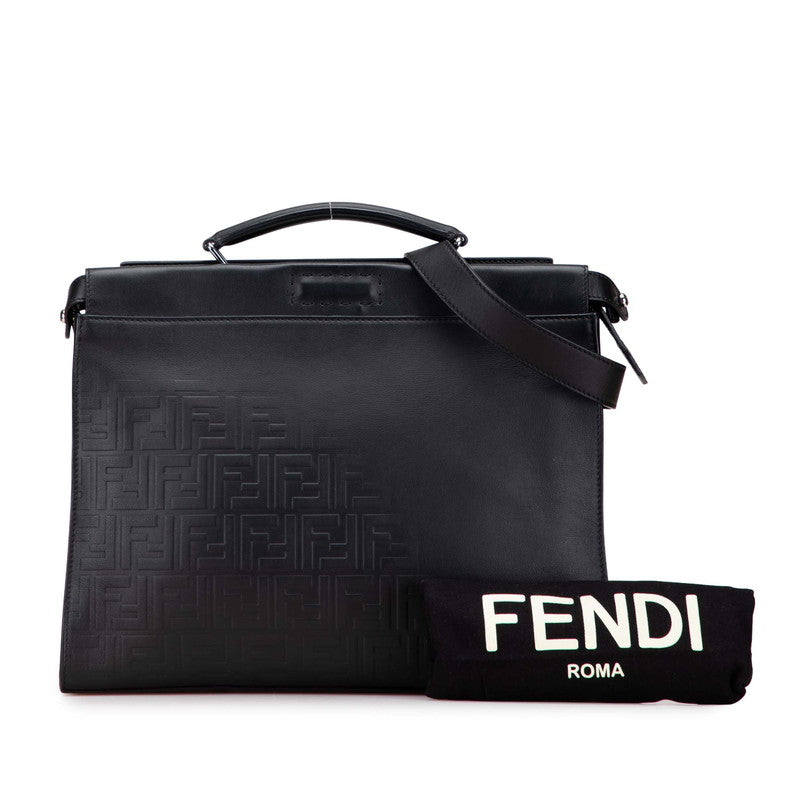 フェンディ ズッカ ピーカブー ビジネスバッグ ショルダーバッグ 2WAY ブラック レザー レディース FENDI 【中古】