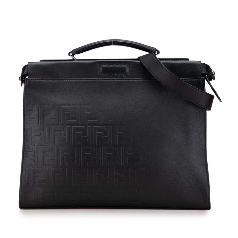 フェンディ ズッカ ピーカブー ビジネスバッグ ショルダーバッグ 2WAY ブラック レザー レディース FENDI 【中古】