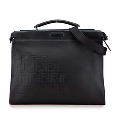 フェンディ ズッカ ピーカブー ビジネスバッグ ショルダーバッグ 2WAY ブラック レザー レディース FENDI 【中古】