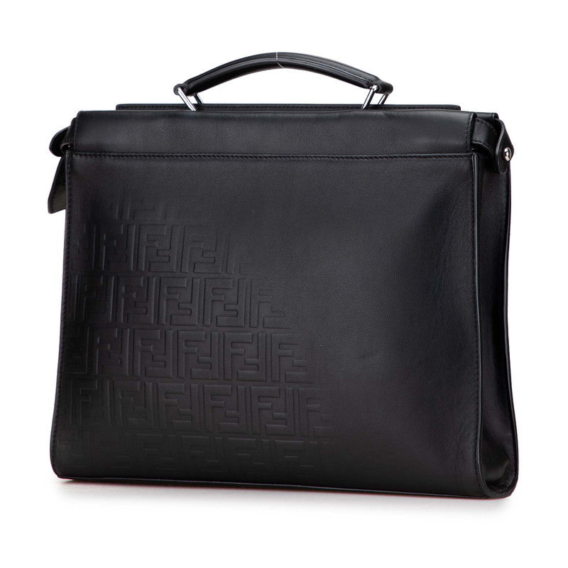 フェンディ ズッカ ピーカブー ビジネスバッグ ショルダーバッグ 2WAY ブラック レザー レディース FENDI 【中古】