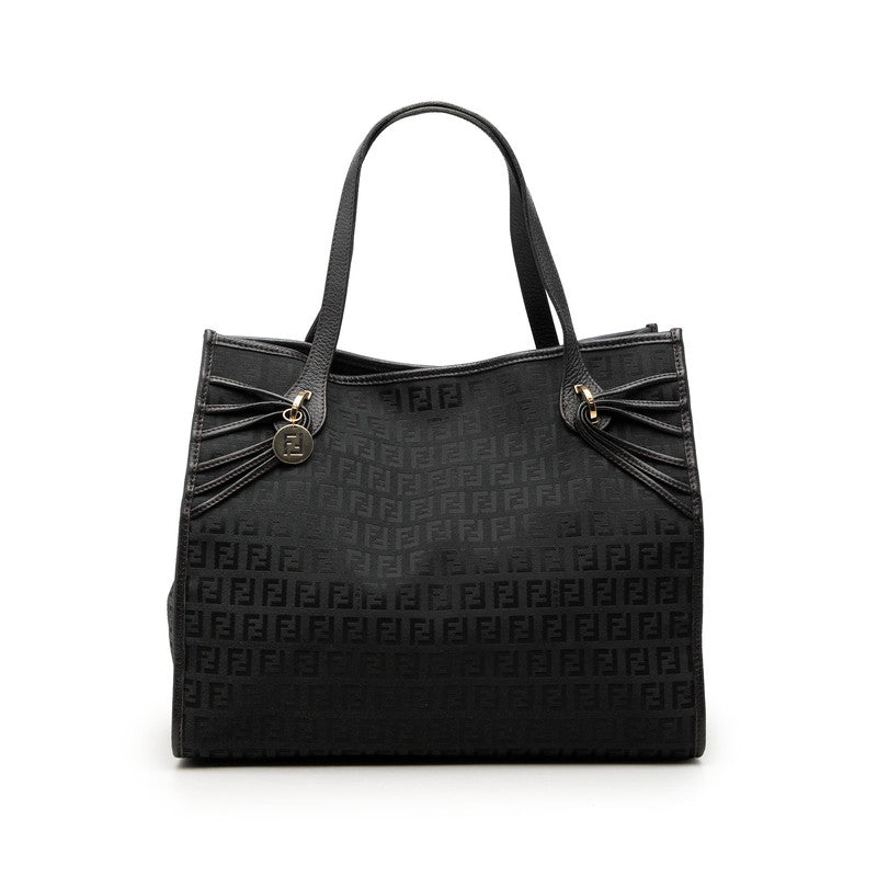 フェンディ ズッキーノ トートバッグ ブラック ネイビー キャンバス レザー レディース FENDI 【中古】