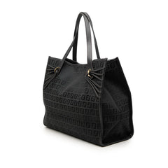 フェンディ ズッキーノ トートバッグ ブラック ネイビー キャンバス レザー レディース FENDI 【中古】