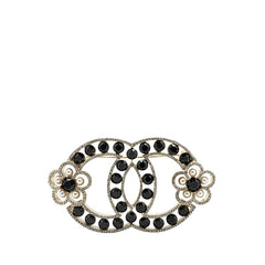 シャネル ココマーク 花 フラワー モチーフ ラインストーン ブローチ ゴールド ブラック メッキ フェイクパール レディース CHANEL 【中古】