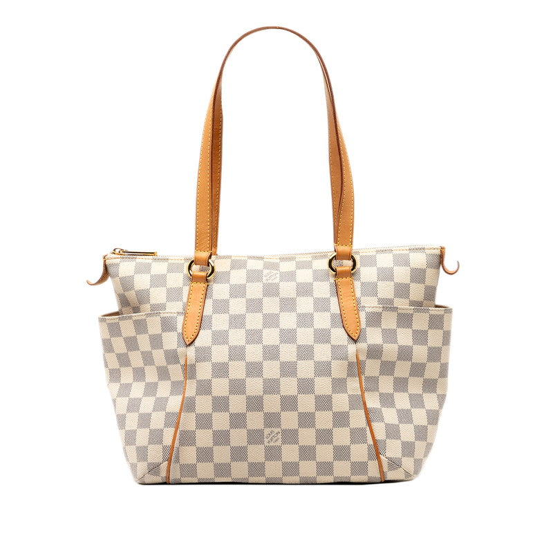 ルイ ヴィトン ダミエ アズール トータリーPM トートバッグ ショルダーバッグ N41280 ホワイト PVC レザー レディース LOUIS VUITTON 【中古】