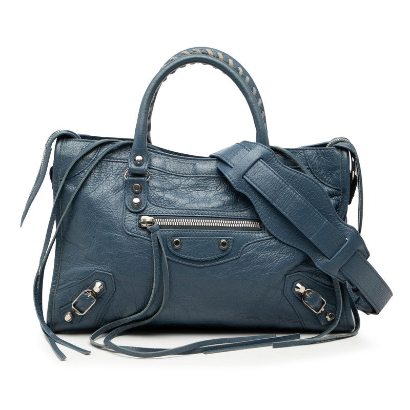 バレンシアガ クラシック シティ ハンドバッグ ショルダーバッグ 2WAY 431621 ブルー レザー レディース BALENCIAGA 【中古】