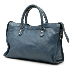 バレンシアガ クラシック シティ ハンドバッグ ショルダーバッグ 2WAY 431621 ブルー レザー レディース BALENCIAGA 【中古】