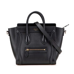 セリーヌ ラゲージ ナノショッパー ハンドバッグ ショルダーバッグ 2WAY ブラック レザー レディース CELINE 【中古】