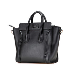 セリーヌ ラゲージ ナノショッパー ハンドバッグ ショルダーバッグ 2WAY ブラック レザー レディース CELINE 【中古】