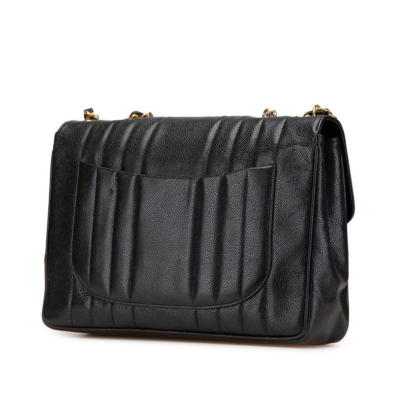 シャネル マドモアゼル ココマーク チェーン ショルダーバッグ ハンドバッグ ブラック キャビアスキン レディース CHANEL 【中古】