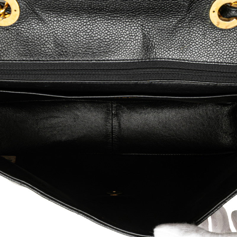 シャネル マドモアゼル ココマーク チェーン ショルダーバッグ ハンドバッグ ブラック キャビアスキン レディース CHANEL 【中古】