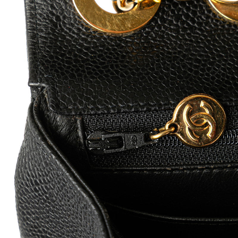 シャネル マドモアゼル ココマーク チェーン ショルダーバッグ ハンドバッグ ブラック キャビアスキン レディース CHANEL 【中古】