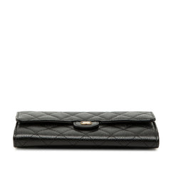 シャネル マトラッセ ココマーク 長財布 ブラック キャビアスキン レディース CHANEL 【中古】