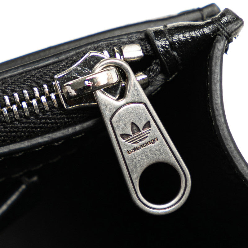 バレンシアガ ×adidas アディダス Hourglass アワーグラス 斜め掛け チェーンウォレット チェーンショルダーバッグ  656050 ブラック ホワイト レザー レディース BALENCIAGA 【中古】
