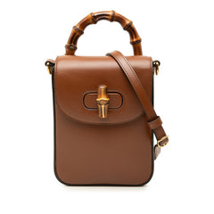 グッチ バンブー ハンドバッグ ショルダーバッグ ミニリュック バックパック 3WAY 702106 ブラウン レザー レディース GUCCI 中古
