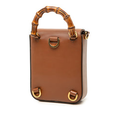 グッチ バンブー ハンドバッグ ショルダーバッグ ミニリュック バックパック 3WAY 702106 ブラウン レザー レディース GUCCI 中古