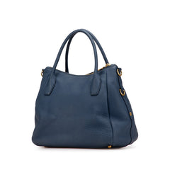 プラダ ロゴ ハンドバッグ トートバッグ BR4992 ブルー レザー レディース PRADA 【中古】