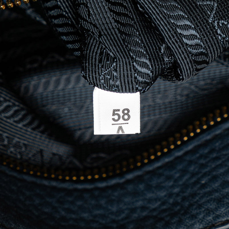 プラダ ロゴ ハンドバッグ トートバッグ BR4992 ブルー レザー レディース PRADA 【中古】