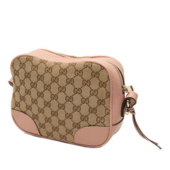 グッチ GGキャンバス 斜め掛け ショルダーバッグ 449413 ベージュ ピンク キャンバス レザー レディース GUCCI 中古
