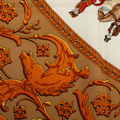 エルメス カレ90 LA PROMENADE DE LONGCHAMPS ロンシャンへの散歩 スカーフ ベージュ マルチカラー シルク レディース HERMES 中古