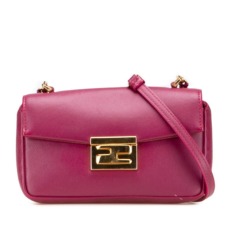 フェンディ ミニバケット チェーン ショルダーバッグ 8M0315 パープル レザー レディース FENDI 【中古】