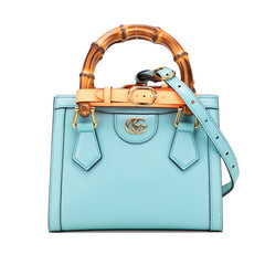 グッチ バンブー ダイアナ ミニ ハンドバッグ ショルダーバッグ 2WAY 655661 ライトブルー レザー レディース GUCCI 【中古】