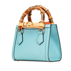 グッチ バンブー ダイアナ ミニ ハンドバッグ ショルダーバッグ 2WAY 655661 ライトブルー レザー レディース GUCCI 【中古】