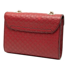 グッチ マイクログッチシマ エミリー ホースビット チェーン ショルダーバッグ 449636 レッド ゴールド レザー レディース GUCCI 【中古】