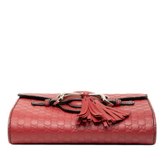 グッチ マイクログッチシマ エミリー ホースビット チェーン ショルダーバッグ 449636 レッド ゴールド レザー レディース GUCCI 【中古】