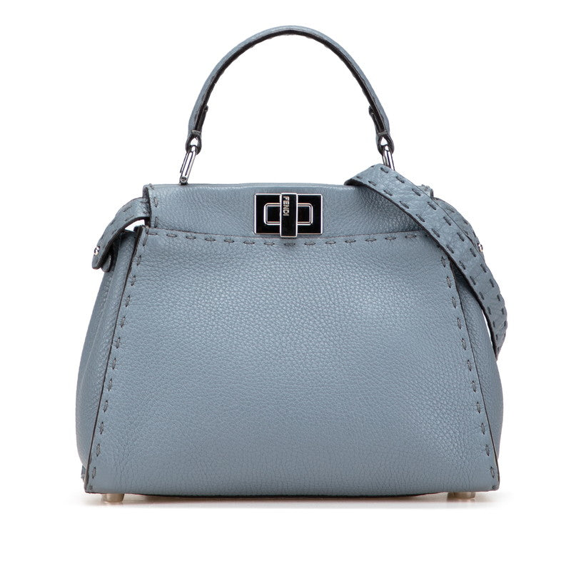 フェンディ ピーカブー ミニ ハンドバッグ ショルダーバッグ 2WAY 8BN244 ブルー レザー レディース FENDI 【中古】