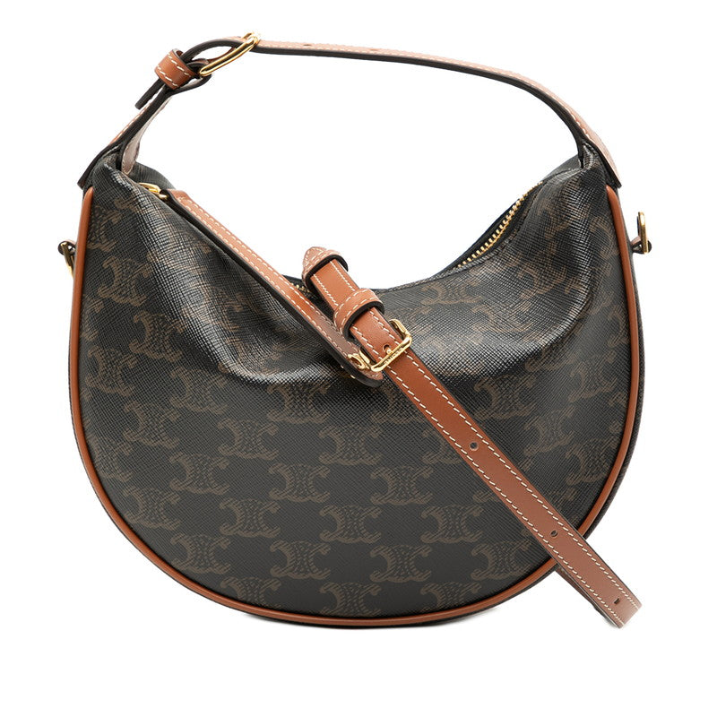 セリーヌ トリオンフ ティーン ルル ハンドバッグ ショルダーバッグ 2WAY ブラック ブラウン PVC レザー レディース CELINE 【中古】