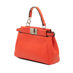 フェンディ マイクロ ピーカブー ポーチ ミニハンドバッグ ショルダーバッグ 2WAY 8M0355 レッド系 レザー レディース FENDI 【中古】