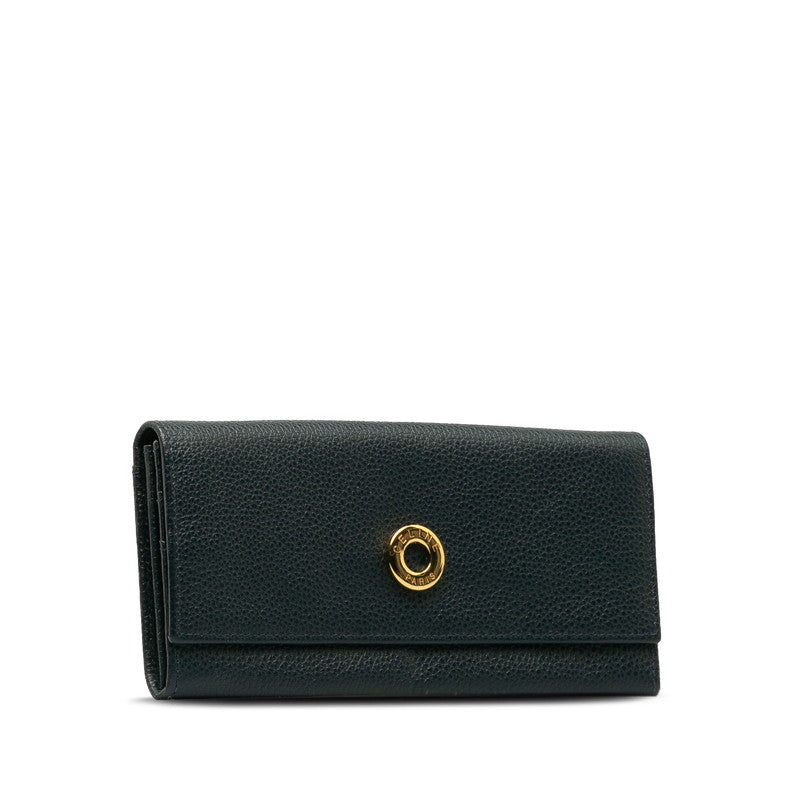セリーヌ サークル ロゴ 長財布 ブラック レザー レディース CELINE 【中古】